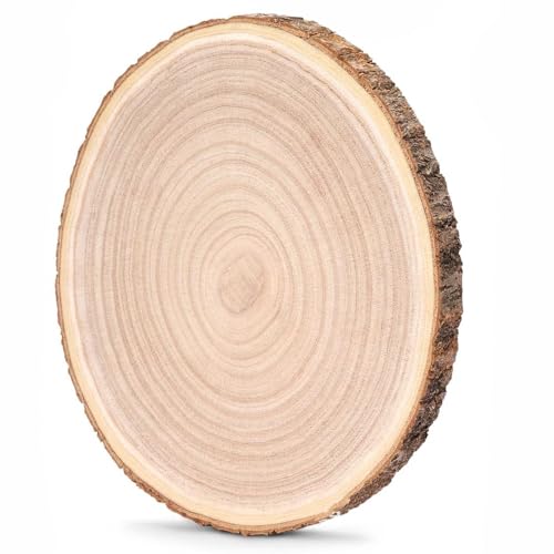 HERZONE 30~35cm Paulownia Holzscheiben Holzscheiben zum Basteln, Dicke ca.20mm Polierte Holzplatte Rund aus Natürlichem Paulownia-Holz (1pcs)