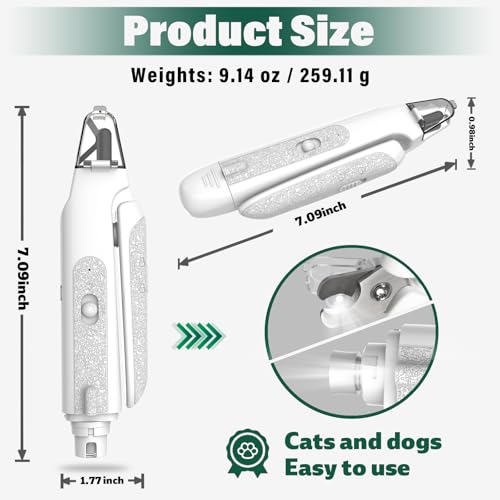 Image of CATPICK 2-in-1 Cat Nail Clippers & Dog Nail Clippers Trimmers for Large Medium Small Dogs Cats Claw Trimmer Quick Sensor and Safety Guard USB Rechargeable with 2 LED Lights Dogs Nail Trimmer