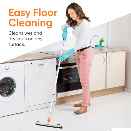 Image of Superio Floor Squeegee for Concrete, Tile, Laminate, Bathroom Floor - 48 inch Handle - 18 inch Foam Window Squeegee