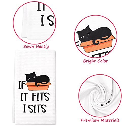 Vansolinne Funny Cat Kitchen Towels Housewarming Gifts Cat Lover Gifts New Home Tea Towels Decorative Waffle Dish Towels Set Of 4 Fun Hostess Kitchen Decor Wedding Shower Gift Housewarming Presents #TOP2