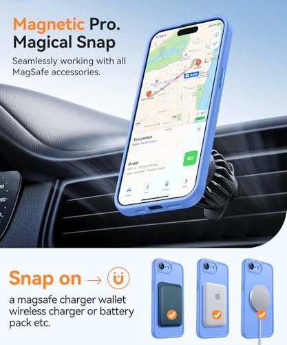 Image of CANSHN Magnetic for iPhone 17e / 16e Case, Upgraded [Full Camera Protection] [Compatible with Magsafe] [Translucent Matte] Shockproof Protective Phone Case for iPhone 17e / 16e - Ultramarine