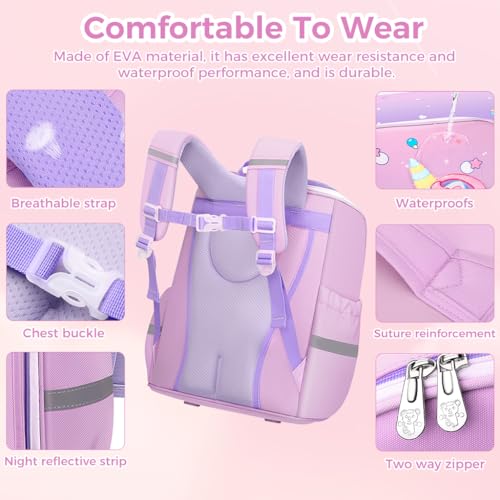 PALAY® Unicorn Backpack for Kids Girls Stylish Durable Water-Resistant Backpack Shoulder School Bags for Girls Kids 6-12 Years Old Birthday & Rakhi Gift - Purple - Image 5