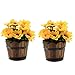 Produktbild Flikool 2pcs Künstliche Blumen Sonnenblume mit Holzfass 13 Blumenköpfe Dekorative Kunstblumen Seidenblume Blumengestecke Künstliche Pflanze im Topf Kunstpflanzen für Hause Hochzeit Balkon Party
