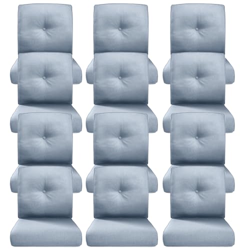 Image of Luxury 4 inch Thick Outdoor Cushion Set of 12 - 22x24 Patio Furniture Cushions with 28D High-Density Foam, Water-Resistant & Fade-Resistant Fabric, Removable Covers for Patio Furniture Sofa - Baby Blue