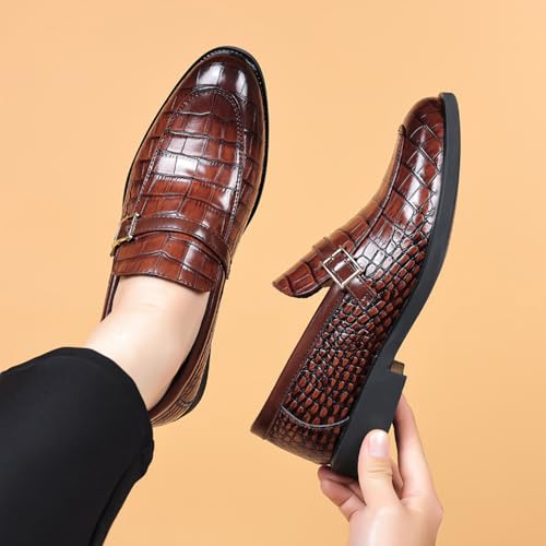 Men's Dress Crocodile Print Slip-on Classic Leather Loafers Casual Oxford Shoes4