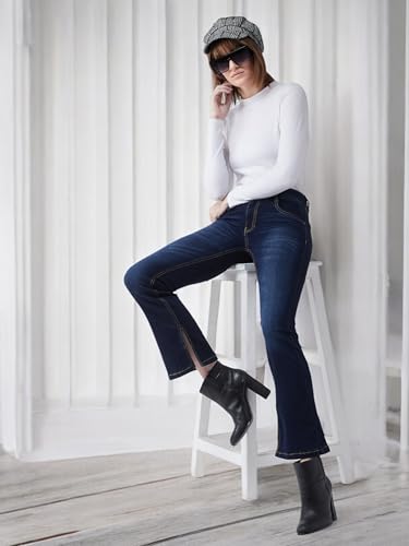 Image of Miss Chase Women's Skinny High Rise Cropped Length Fringe Detailing Stretchable Denim Jeans