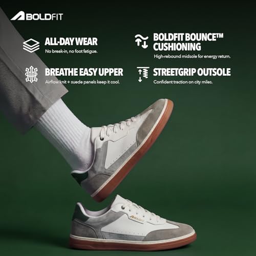 Image of Boldfit Sneakers for Men Casual Stylish Sneakers for Man with Premium PU Leather Upper, Cushioned Insole, Padded Collar, Breathable Lining & TPR Grip Sole Everyday Wear Shoes for Men Klunys