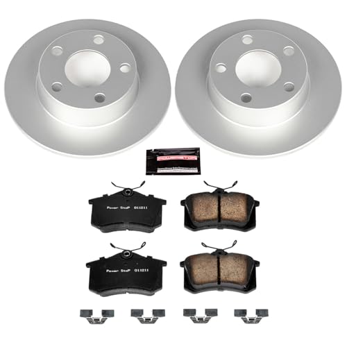Image of PowerStop Rear Brake Kit for Audi A6 Quattro 1999-04 - Fully-Coated Disc Rotors with Z23 Carbon-Fiber Ceramic Brake Pads Upgrade, CRK4845