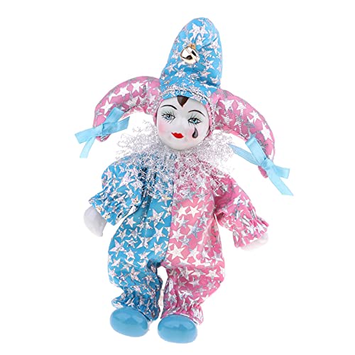 Muñeca triángel de porcelana italiana de 20 cm con lágrima en disfraz de arlequín, decoración del hogar coleccionable