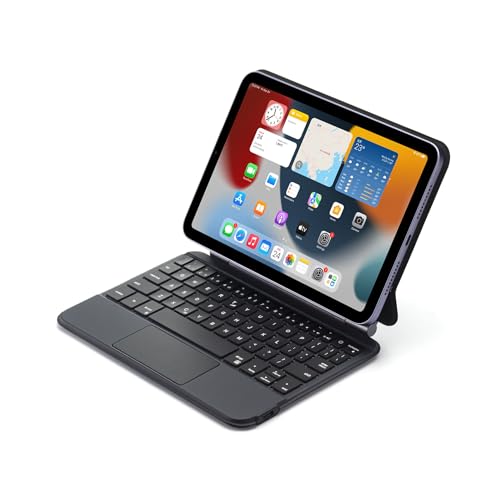 Bueuwe Funda Teclado para iPad Mini 7 A17 Pro/Mini 6.ª Generación, Funda con Teclado Magnético, Soporte Flotante, Panel Táctil Multitáctil, Teclas Retroiluminadas