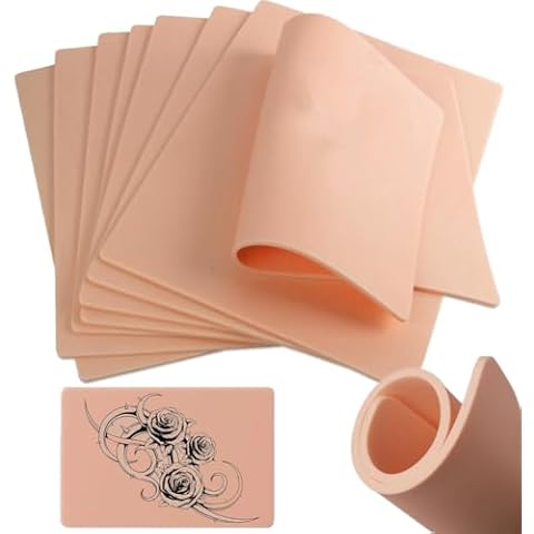 3mm Tattoo Skin Practice - Yuelong 10PCS Tattoo Fake Skin 3mm Soft Silicone Double Sides 7.4x5.6" Tattoo Eyebrow Practice Skins for Beginner & Experienced Tattoo Artist Cover