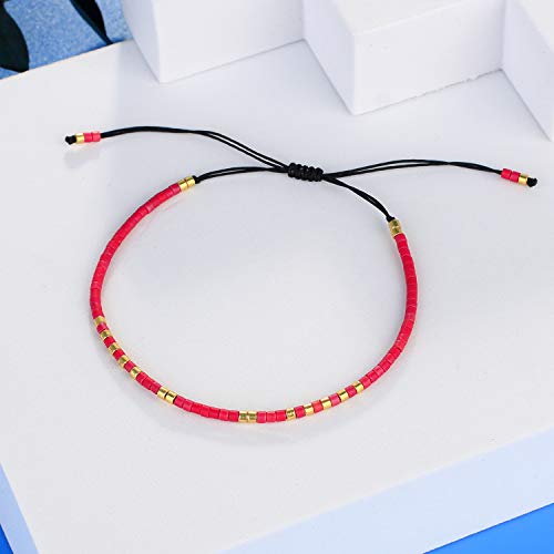 Image of C.QUAN CHI Handmade Friendship Beaded Bracelet Adjustable Colorful Miyuki Beads Bracelet