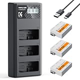 K&F CONCEPT 3 Batteries LP E8 et Chargeur LCD Amélioré Compatibles avec Canon EOS Rebel T2i, T3i, T4i, T5i, 550D, 600D, 650D, 700D, Kiss X4, Kiss X5 et Kiss X6
