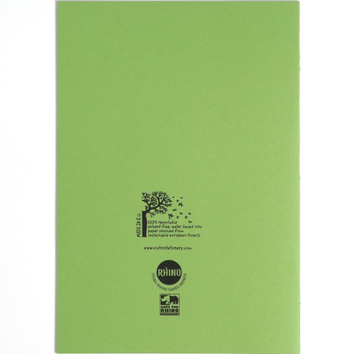 Rhino A4 Exercise Books, 32-Page / 8mm Lined with Margin Paper Notebook, 10-Pack, Office & School Stationery Supplies, Light Green - Image 3