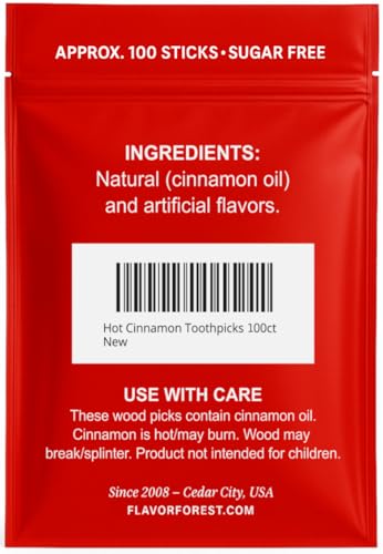 hot cinnamon flavored toothpicks flat shape 100ct