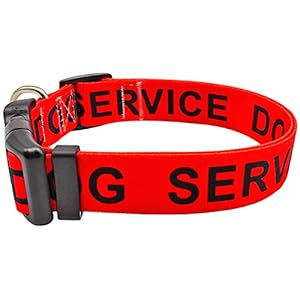 MayPaw Service Dog Collar, 1” and 1.5” Wide Dog Collar Strong Nylon Medium Large Extra-Large Dog Collars (Neck Fit 17.5-27″,1.5″ Wide, red)