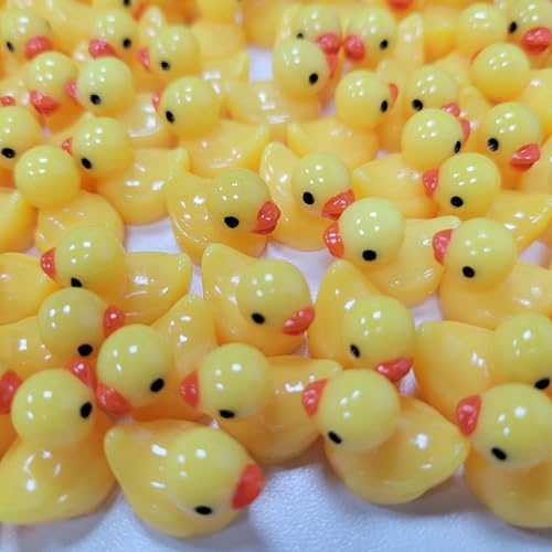 Fexinshern Mikro-Landschaftsdekoration Kleine gelbe Ente Kleinente aus Kunstharz 100 Stück, Tierfiguren & Tierstatuen, Sammlerfiguren, Figuren & Idole für das Armaturenbrett fürs Auto Dekorationen