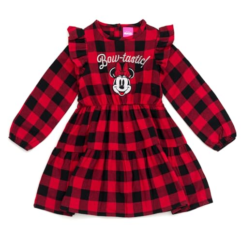 Disney Minnie Mouse Girls Flannel Dress Toddler to Big Kid Sizes (2T - 12)
