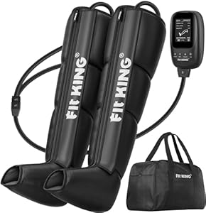 FIT KING Beinmassagegerät mit Luftkompression für Fuß Waden und Oberschenkel Massagegerät für Beine 4 Massagezonen, 3 Modus & 8 Intensitätsstufen ideal zur Muskelentspannung nach dem Sport (Mittel)