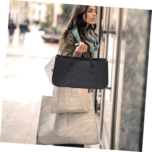 2pcs Large Capacity Felt Tote Bag Reusable Foldable Handbag with Handles for Shopping Daily Use and Versatile Storage Deep4