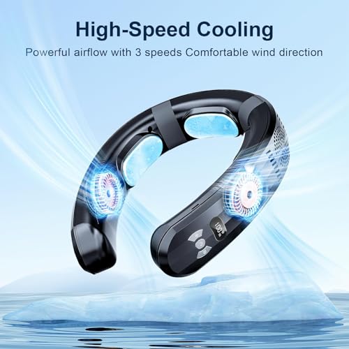 Zymise Persönliche Klimaanlage, 6000 mAh, Halsventilator, wiederaufladbar, 3 Geschwindigkeiten, tragbarer Hals- Ventilator, tragbarer Ventilator für Arbeit, Reisen, Outdoor-4