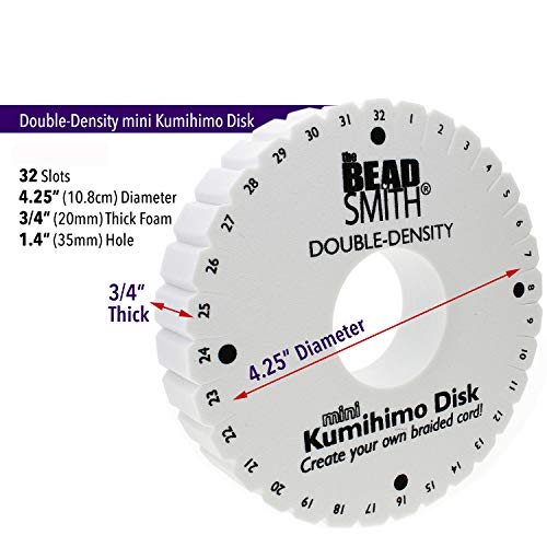 The Beadsmith Round Kumihimo Disk, 4.25 Inch Diameter, 0.75” (20Mm) Thick Double Dense Foam, Jewelry Tools For Braiding, 1 Disks #TOP2