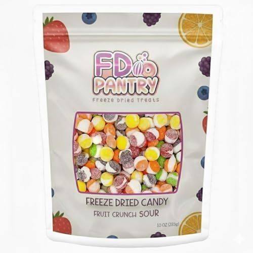 Fruit Crunch Sour Freeze Dried Candy 10oz, Assorted Sour Freeze Dried Candy Variety Pack 10 oz Large Pouch, Ideal Crunchy Freeze Dried Sweets Gift - Large Resealable Bag