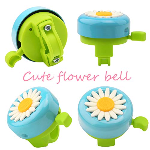 Paliston Campainha de bicicleta infantil para meninas, sinos de bicicleta e serpentinas azul verde