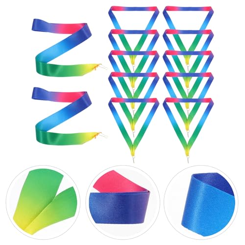 Kichvoe Schleife 12 Stück Medaillenbänder Auszeichnungs- Regenbogen-Medaillenbänder Mit Schnappclip Für Wettbewerbe Sporttreffen Partyspiele Schülerauszeichnungen Schlüsselband