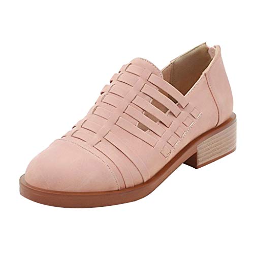 Preisvergleich Produktbild Ankle Stiefeletten Damen Sandalen Kurzschaft Römersandalen Flach Stiefel Low Cutout Halbschuhe Leder Mit Absatz Kurze Sommer Schuhe (EU:38, Rosa)