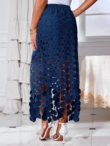Image of Cicy Bell Womens Hollow Out Maxi Skirts Summer Boho Fringe Hem Long Skirt