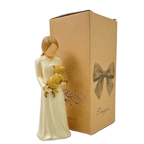 Sengocis Cat Memorial Gifts, Cat Loss Sympathy Gift for Mom, Orange Cat Bereavement Gifts, Cats Death Gifts Angel Figurine