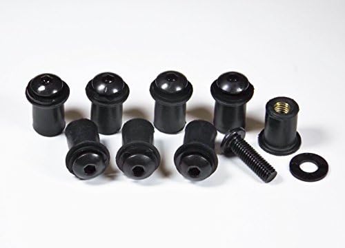 Bike Boltz Black Universal Motorcycle Wellnut Bolt Kit - Windscreen Installation Kit for Honda Suzuki Kawasaki Ducati Triumph Works on OEM or Aftermarket Windshields