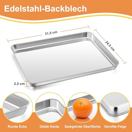 Herogo Backblech mit Abkühlgitter Set, Edelstahl Kuchenblech mit Kuchengitter (2 Backbleche, 2 Abkühlgitter)… – Ansicht 2