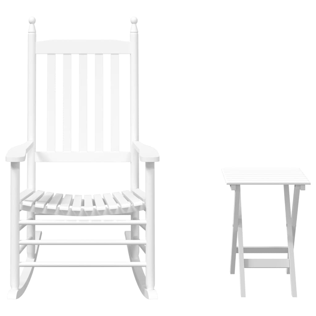 Homgoday Sedia a dondolo con tavolo pieghevole in legno massello di pioppo bianco, sedie da giardino, bistro sedia seduta per terrazza balcone adatte per uso interno ed esterno mobili