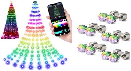 IC ICLOVER Smart Christmas Tree Lights+5 Pairs LED Earrings, 6.5Ft Drop Line Go Over Tree, 200LED Multi Color Changing Lights, Party Night Out Halloween Christmas Concert Decoration Present image 5