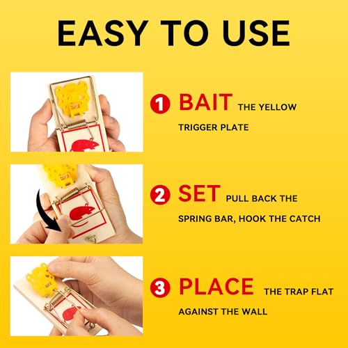 Image of LULUCATCH Mouse Traps,12 Pack Classic Plastic Pedal Snap Traps for Indoor Outdoor Use, Fast & Effective High Catch Rate Wooden Mouse Traps, Reusable Mice Rodent Traps for Home, Garage & Kitchen