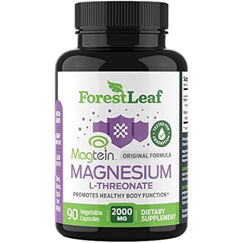 Magnesium L-Threonate Capsules - 2000mg Original Magtein Formula - Patented & Clinically Studied Supplement for Focus, Memory, Brain & Sleep Support, Mag Threonate for Women & Men (90 Count) Cover