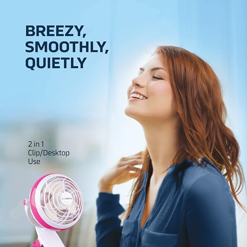 NEXAIR Ventilador de mesa ou clipe de 10 cm, alimentado por USB ou bateria, 10 cm, configuração de v