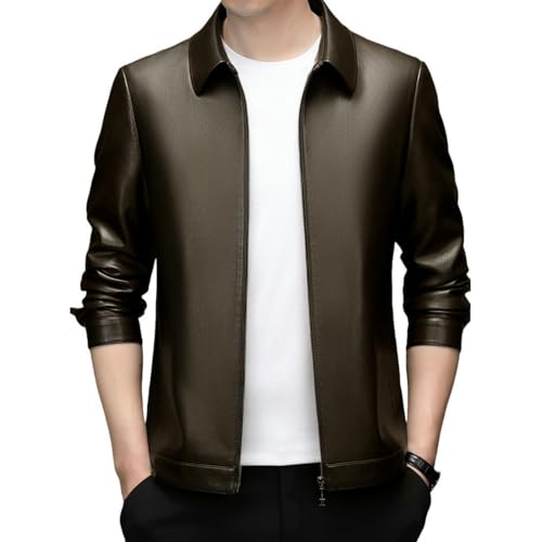 Veste en cuir synthétique homme col classique veste mi-saison doublée hiver
