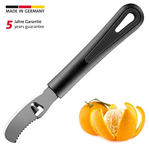 Westmark  Pelador de Naranjas con acanalador, 19 x 2,7 cm, Hoja de Acero Inoxidable, Plástico, 29342270, plástico, Negro, 19 x 2.7 x 2 cm