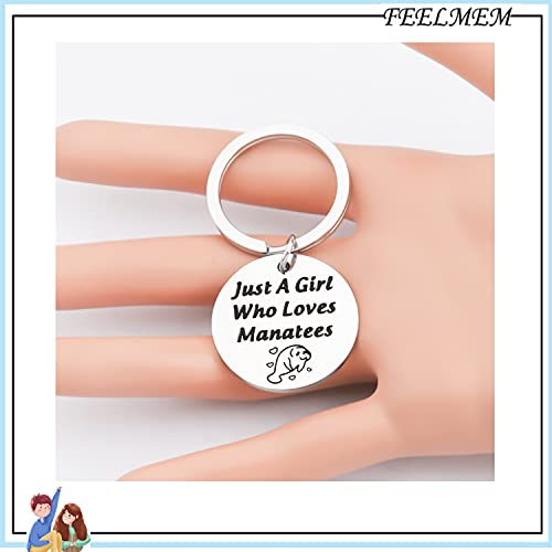 FEELMEM Manatee Jewelry Just A Girl Who Loves Manatees Keychain Manatee Lover Gifts Tropical Manatee Sea Cow Gift3