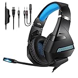 Keeyteek Over Ear Gaming Headphones for PC MAC iPhone, Bass Surround Wired Gaming Headset with...