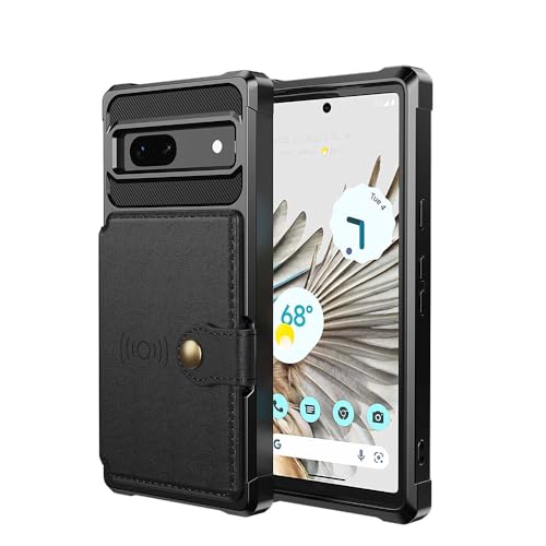 XYZNTMF for Google Pixel 7A Phone Case Flip Wallet Case with Card Holder Shockproof PU Leather Shell Magnetic Clasp Car Mount Protective Cover Case for Google Pixel 7A, Black
