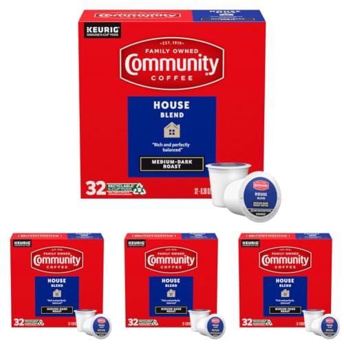 Image of Community Coffee House Blend Medium-Dark Roast Single Serve Keurig K-Cup Pods 32 ct Box (Pack of 4)