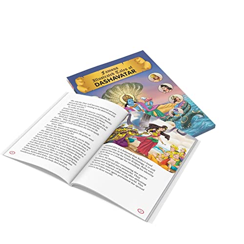 Image of Dashavatar (Illustrated) - Mythology Story Book for Kids - Matsya, Kurma, Varaha, Narasimha, Vamana, Parashurama, Rama, Krishna, Buddha, Kalki - ... - Age 6+ - Read Aloud to Infants, Toddlers