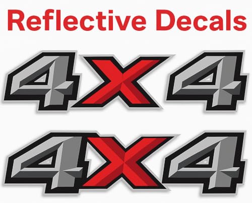 Image of Set of 2 PCS 4x4 Decals Stickers Compatible with 2014-2018 Chevy Silverado Sierra Truck Pickup Bedside,Truck Emblems, Auto Decoration Accessories Emblem (Gray /Red Bold)