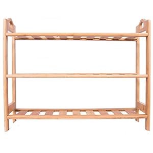 Birdrock home 3 tier free standing shoe rack with handles natural bamboo wood closets and entryway storage organizer stand fits 9 pairs of shoes  urban country home decor