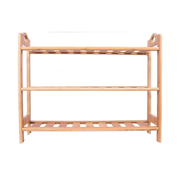 Birdrock home 3 tier free standing shoe rack with handles natural bamboo wood closets and entryway storage organizer stand fits 9 pairs of shoes  urban country home decor