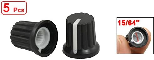 sourcingmap Plastic Rotary Knob with White Mark for Potentiometer Pot - Black (5-Piece)